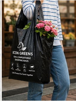 Icon Greens compostable carry bag in black
