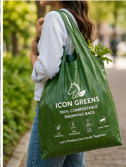 Icon Greens compostable carry bag in green