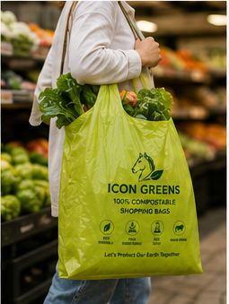 Icon Greens compostable carry bag in lime