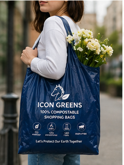 Icon Greens compostable carry bag in navy