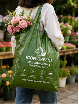Icon Greens compostable carry bag in olive